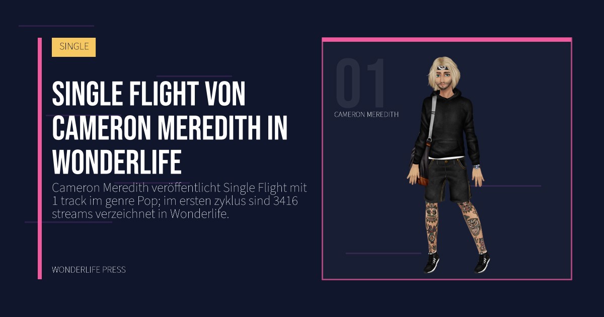 Wonderlife Press: Single Flight von Cameron Meredith in Wonderlife. Künstlerporträt. SINGLE.