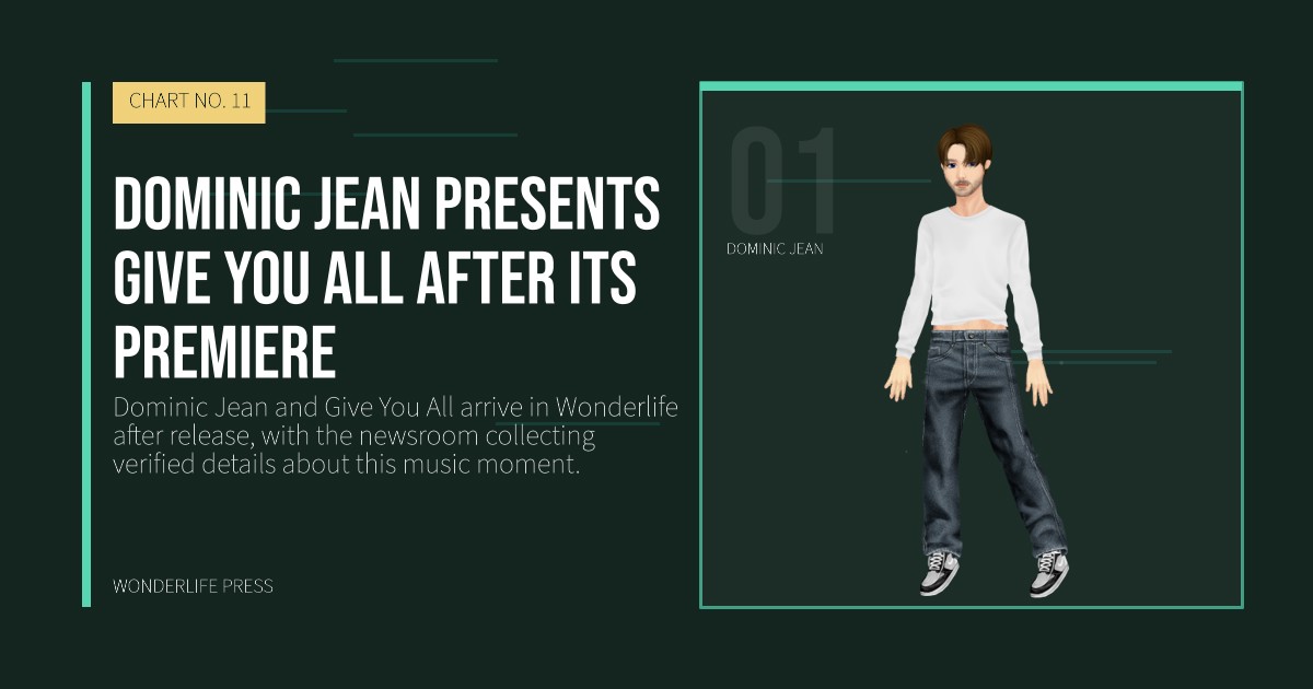 Wonderlife Press: Dominic Jean presents Give You All after its premiere. artist portrait. CHART NO. 11.