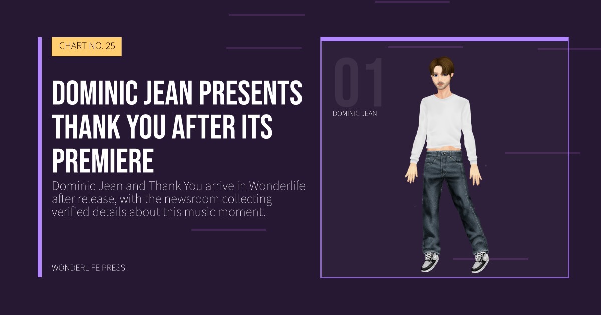 Wonderlife Press: Dominic Jean presents Thank You after its premiere. artist portrait. CHART NO. 25.