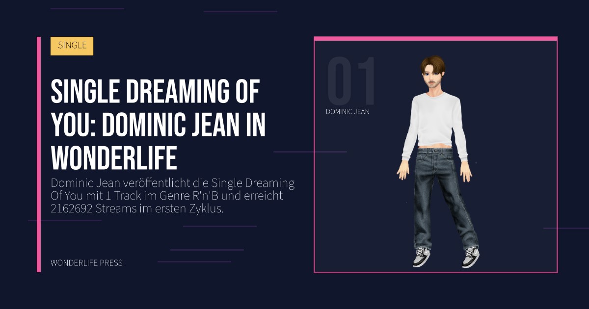Wonderlife Press: Single Dreaming Of You: Dominic Jean in Wonderlife. Künstlerporträt. SINGLE.