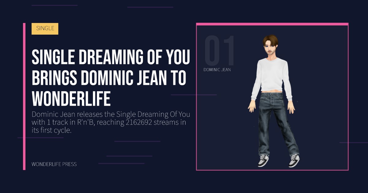 Wonderlife Press: Single Dreaming Of You brings Dominic Jean to Wonderlife. artist portrait. SINGLE.