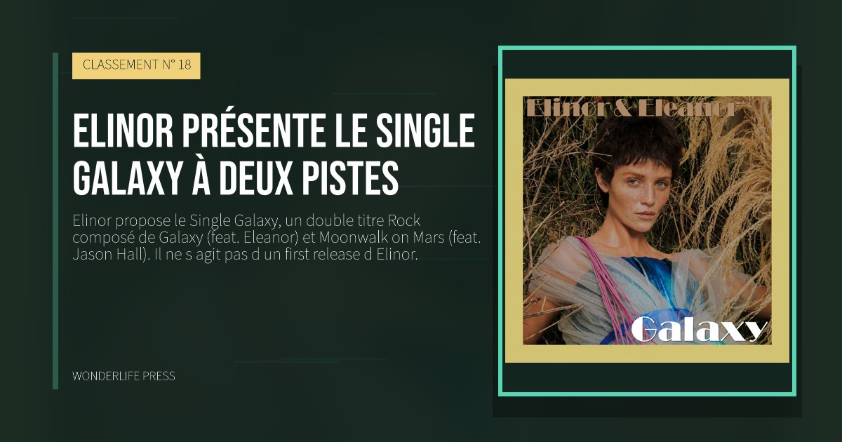 Wonderlife Press: Elinor présente le single Galaxy à deux pistes. pochette de la sortie. CLASSEMENT N° 18.