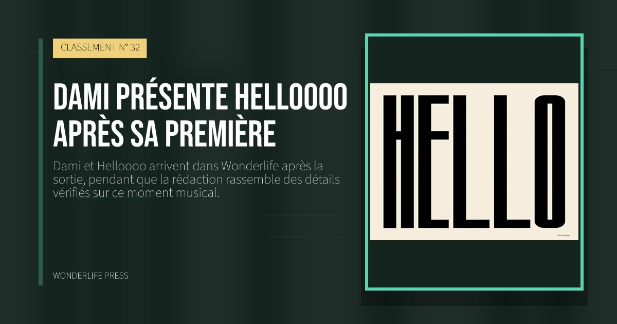 Wonderlife Press: Dami présente Helloooo après sa première. pochette de la sortie. CLASSEMENT N° 32.