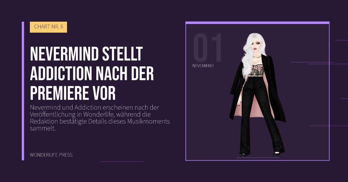 Wonderlife Press: Nevermind stellt Addiction nach der Premiere vor. Künstlerporträt. CHART NR. 6.