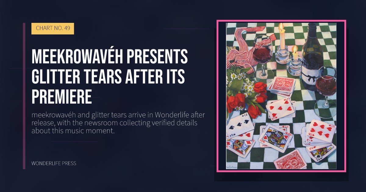 Wonderlife Press: meekrowavéh presents glitter tears after its premiere. release artwork. CHART NO. 49.