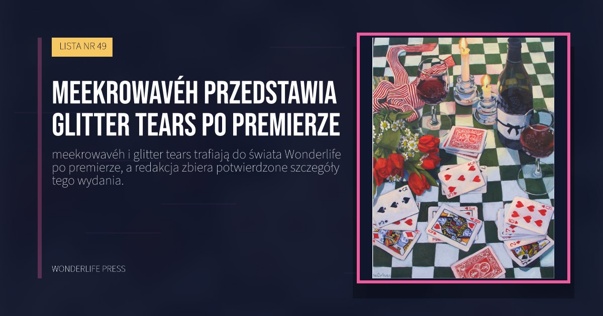 Wonderlife Press: meekrowavéh przedstawia glitter tears po premierze. okładka wydawnictwa. LISTA NR 49.