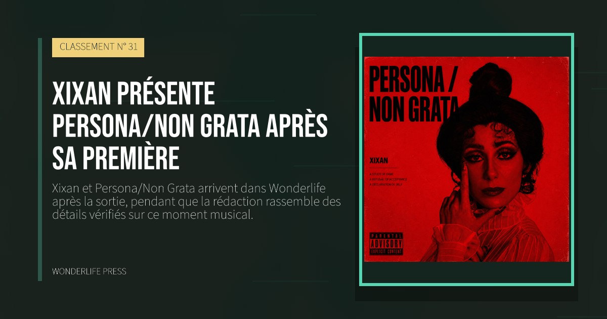 Wonderlife Press: Xixan présente Persona/Non Grata après sa première. pochette de la sortie. CLASSEMENT N° 31.