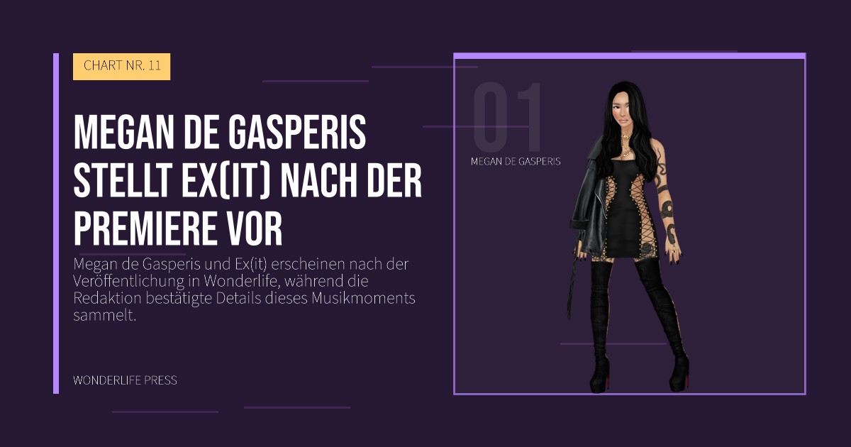 Wonderlife Press: Megan de Gasperis stellt Ex(it) nach der Premiere vor. Künstlerporträt. CHART NR. 11.