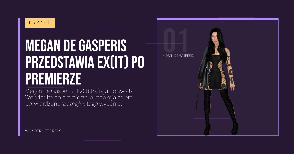 Wonderlife Press: Megan de Gasperis przedstawia Ex(it) po premierze. portret artystów. LISTA NR 11.