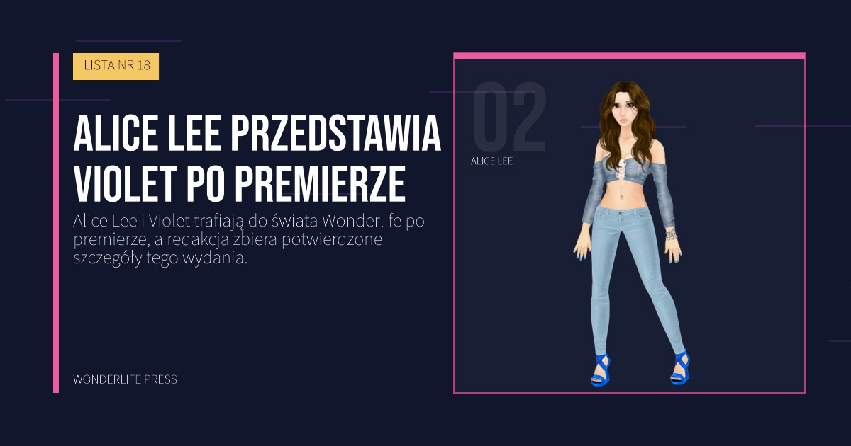 Wonderlife Press: Alice Lee przedstawia Violet po premierze. portret artystów. LISTA NR 18.
