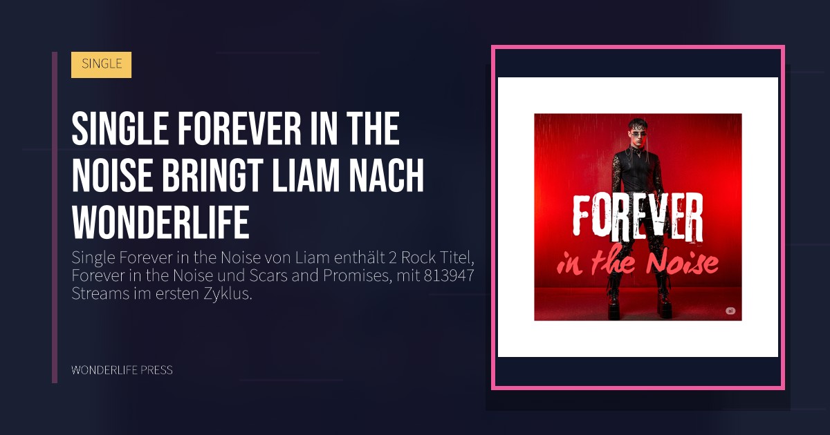 Wonderlife Press: Single Forever in the Noise bringt Liam nach Wonderlife. Veröffentlichungscover. SINGLE.