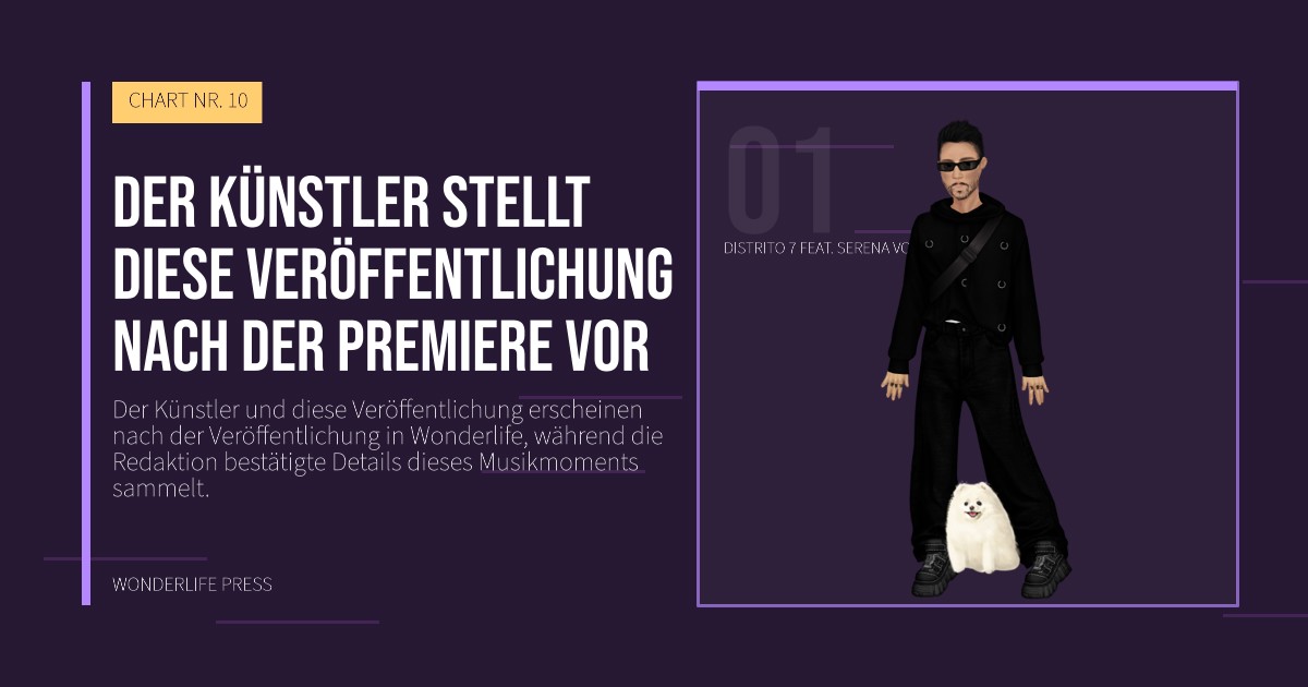 Wonderlife Press: Der Künstler stellt diese Veröffentlichung nach der Premiere vor. Künstlerporträt. CHART NR. 10.