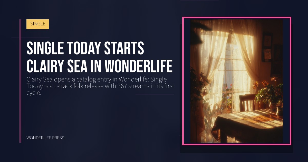 Wonderlife Press: Single Today starts Clairy Sea in Wonderlife. release artwork. SINGLE.