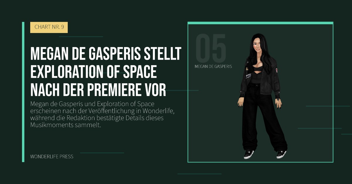 Wonderlife Press: Megan de Gasperis stellt Exploration of Space nach der Premiere vor. Künstlerporträt. CHART NR. 9.