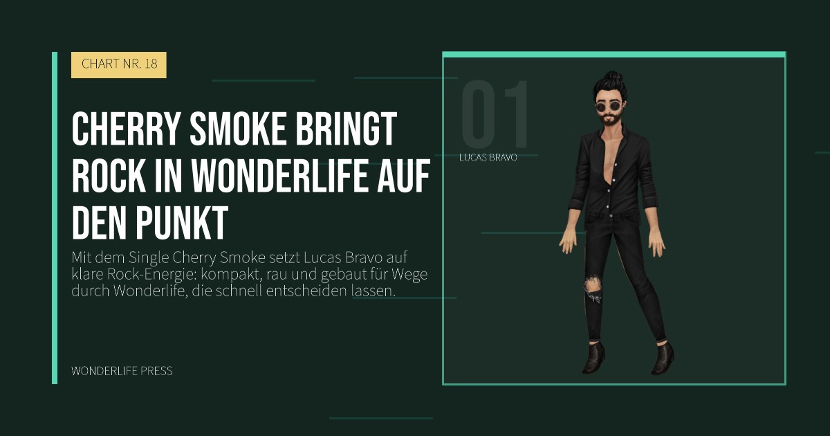 Wonderlife Press: Cherry Smoke bringt Rock in Wonderlife auf den Punkt. Künstlerporträt. CHART NR. 18.
