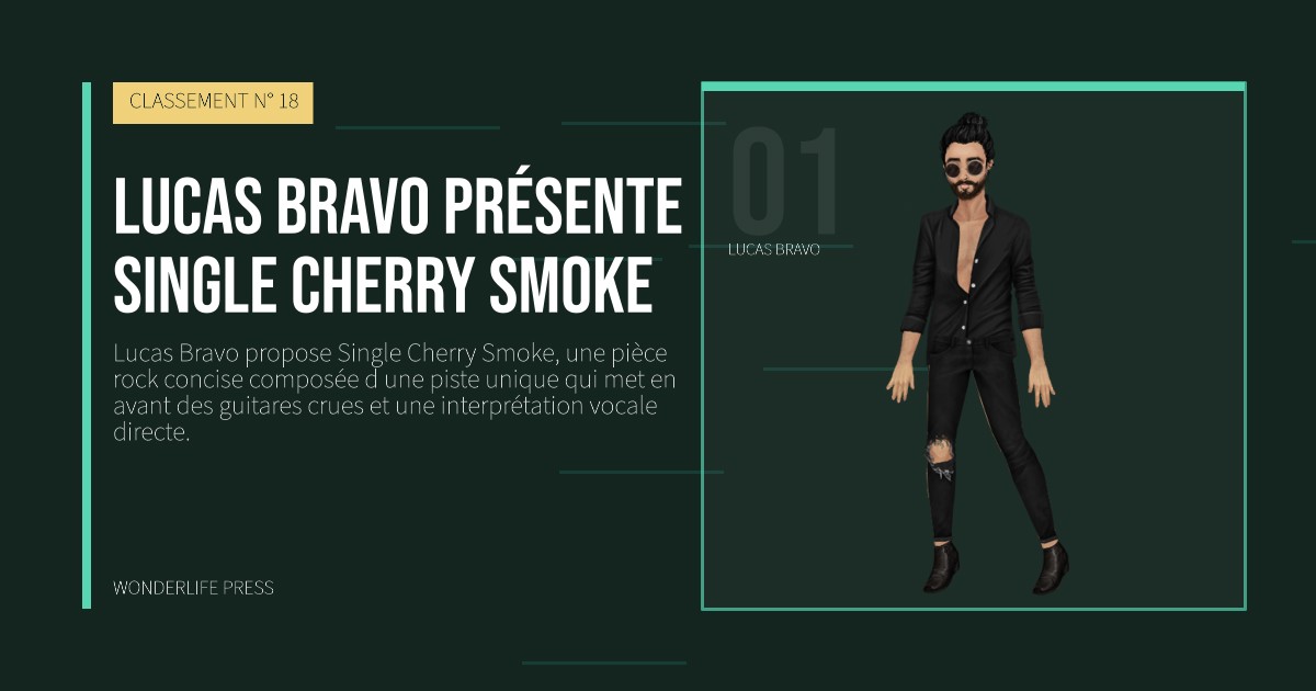 Wonderlife Press: Lucas Bravo présente Single Cherry Smoke. portrait des artistes. CLASSEMENT N° 18.