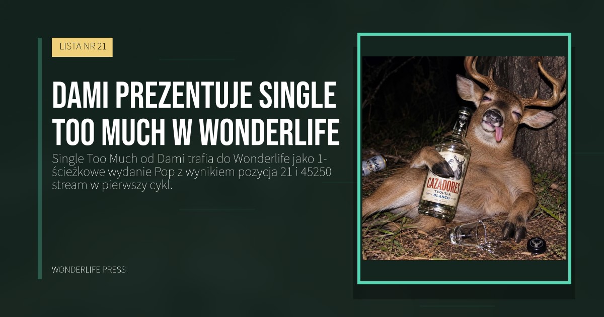 Wonderlife Press: Dami prezentuje Single Too Much w Wonderlife. okładka wydawnictwa. LISTA NR 21.