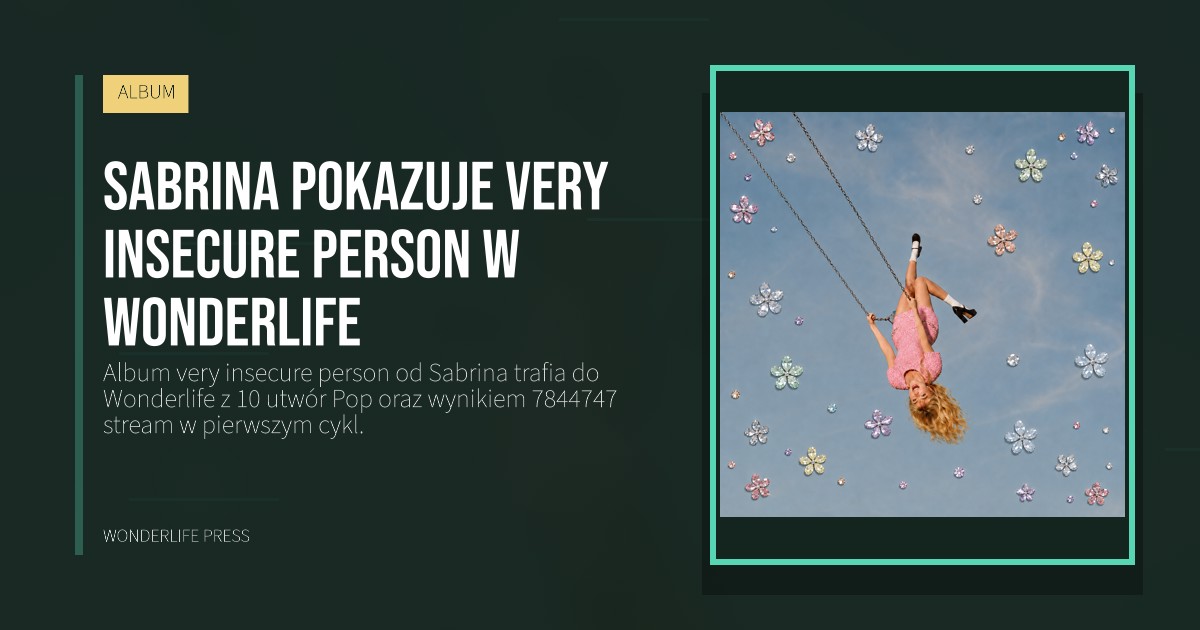Wonderlife Press: Sabrina pokazuje very insecure person w Wonderlife. okładka wydawnictwa. ALBUM.