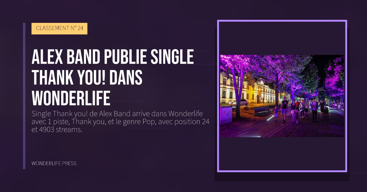 Wonderlife Press: Alex Band publie Single Thank you! dans Wonderlife. pochette de la sortie. CLASSEMENT N° 24.