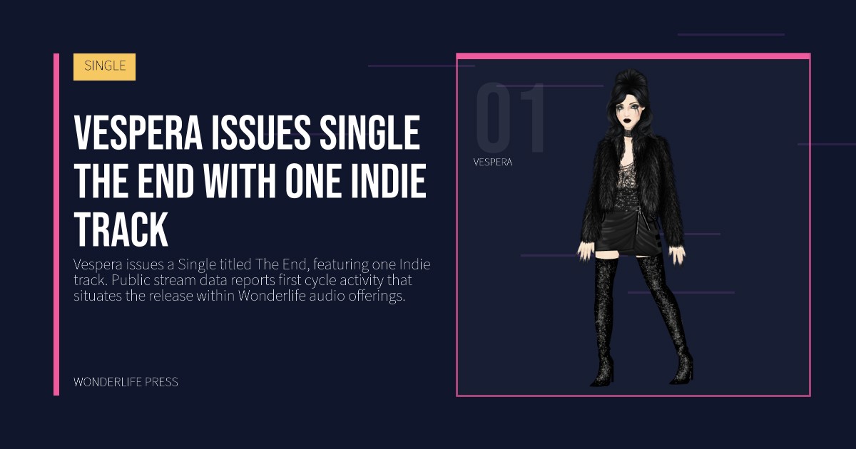 Wonderlife Press: vespera issues single the end with one indie track. artist portrait. SINGLE.
