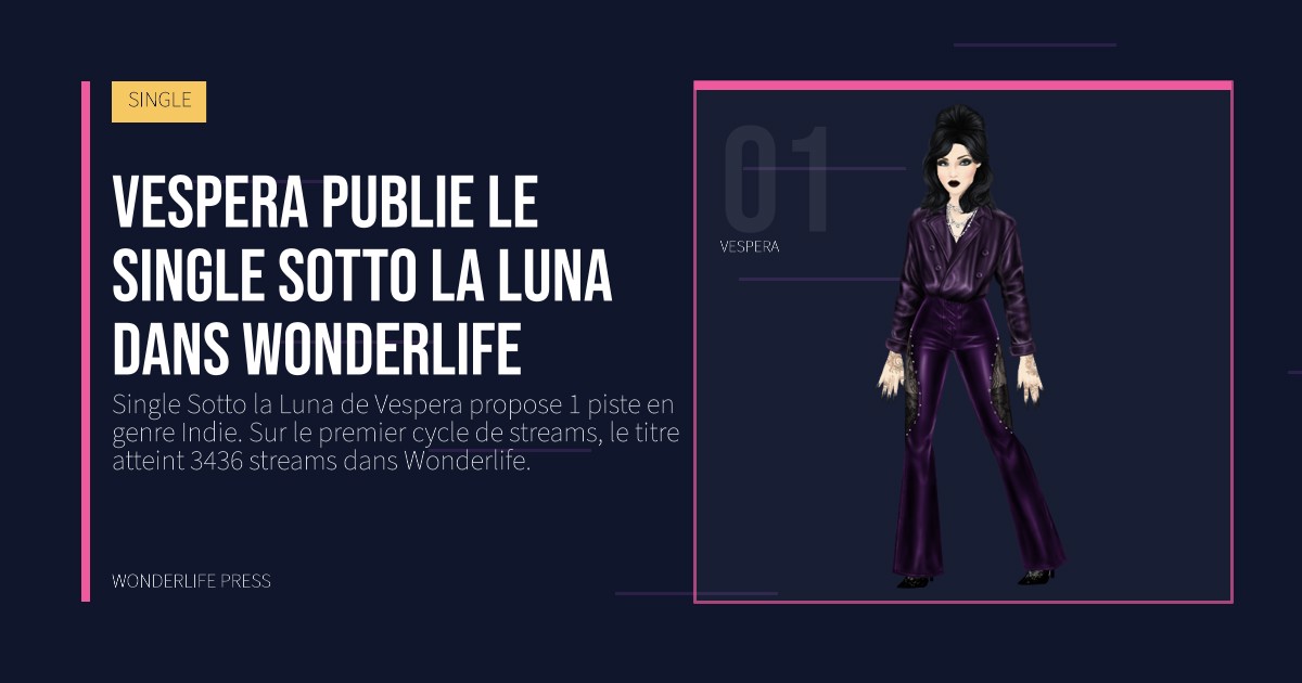 Wonderlife Press: Vespera publie le single Sotto la Luna dans Wonderlife. portrait des artistes. SINGLE.