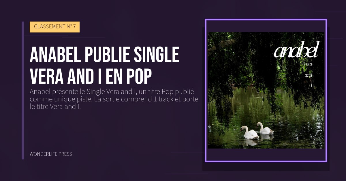Wonderlife Press: Anabel publie Single Vera and I en Pop. pochette de la sortie. CLASSEMENT N° 7.