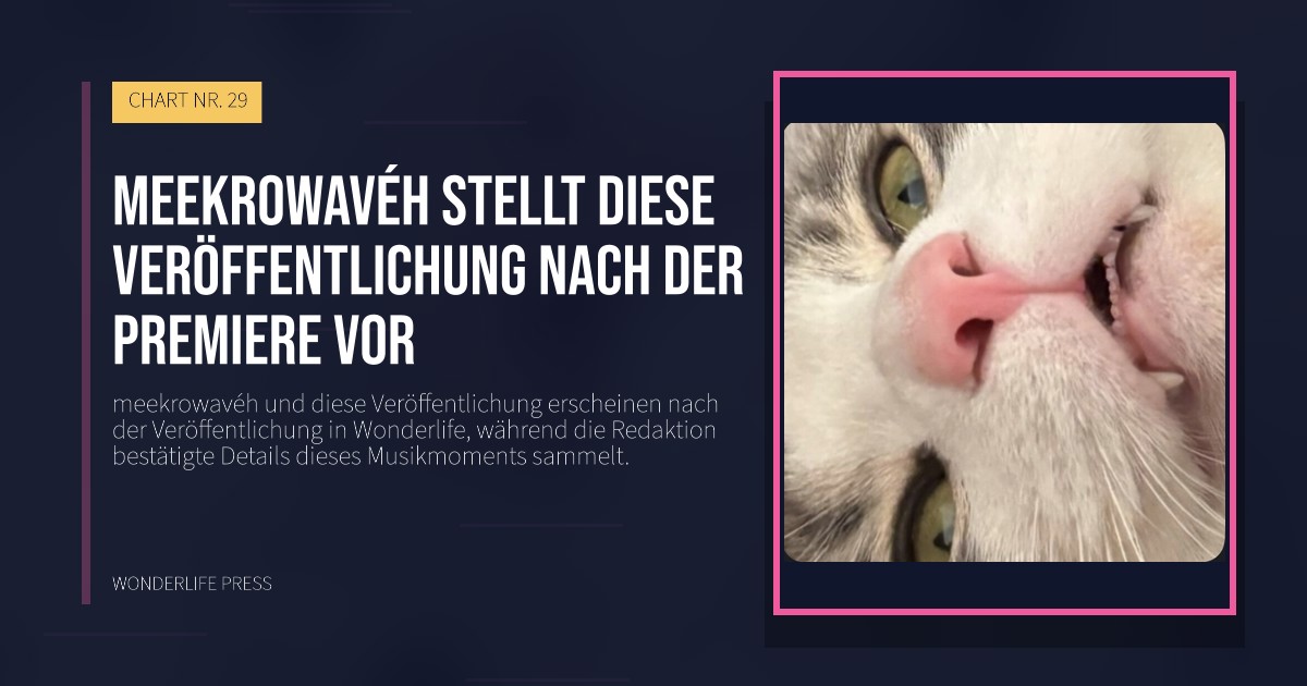 Wonderlife Press: meekrowavéh stellt diese Veröffentlichung nach der Premiere vor. Veröffentlichungscover. CHART NR. 29.