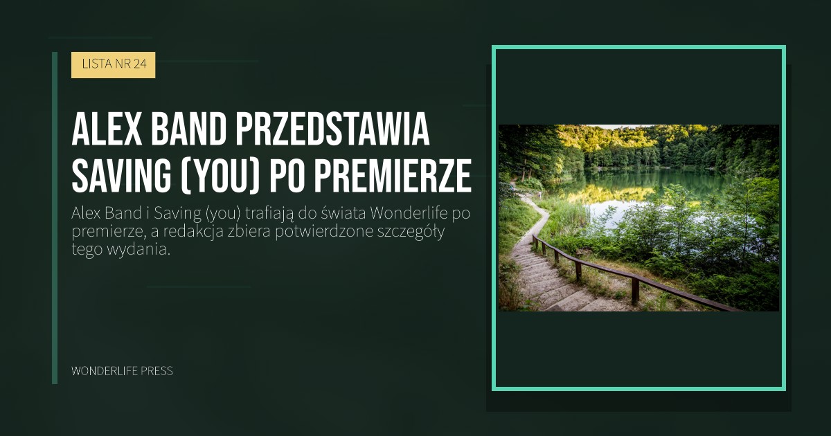 Wonderlife Press: Alex Band przedstawia Saving (you) po premierze. okładka wydawnictwa. LISTA NR 24.