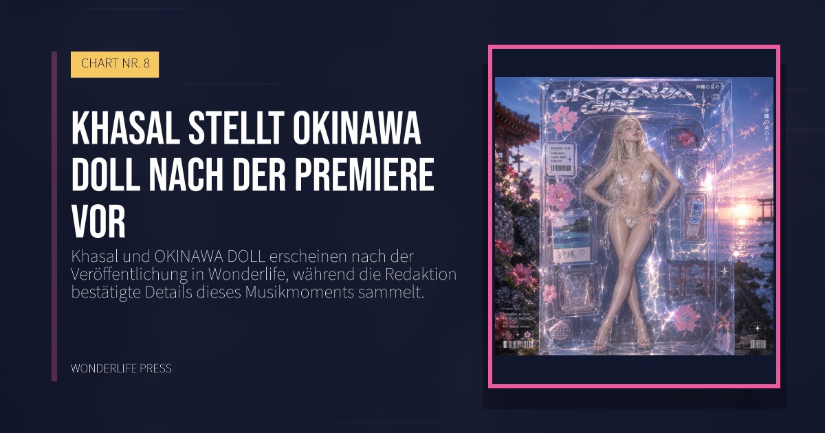 Wonderlife Press: Khasal stellt OKINAWA DOLL nach der Premiere vor. Veröffentlichungscover. CHART NR. 8.