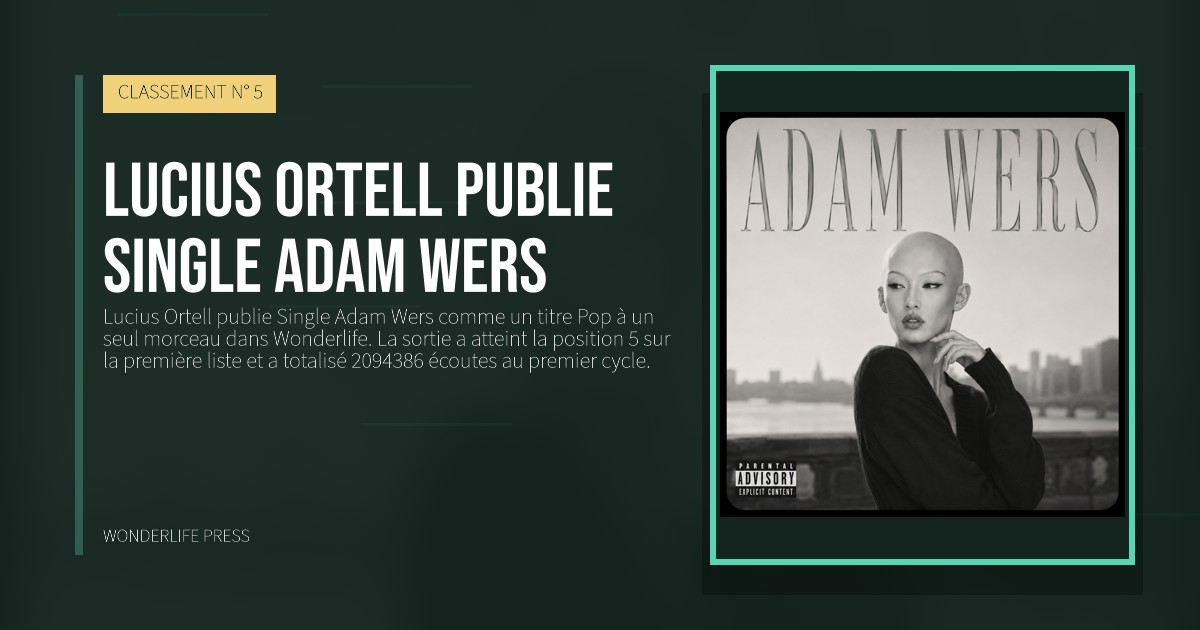 Wonderlife Press: Lucius Ortell publie Single Adam Wers. pochette de la sortie. CLASSEMENT N° 5.