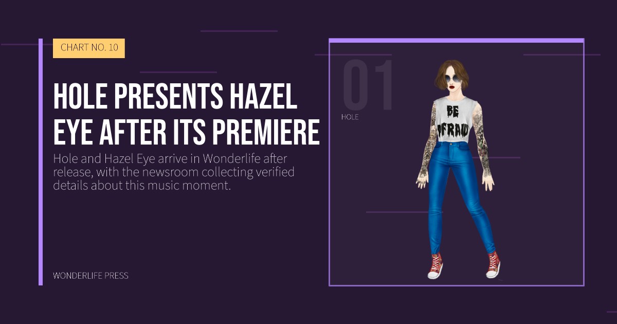 Wonderlife Press: Hole presents Hazel Eye after its premiere. artist portrait. CHART NO. 10.