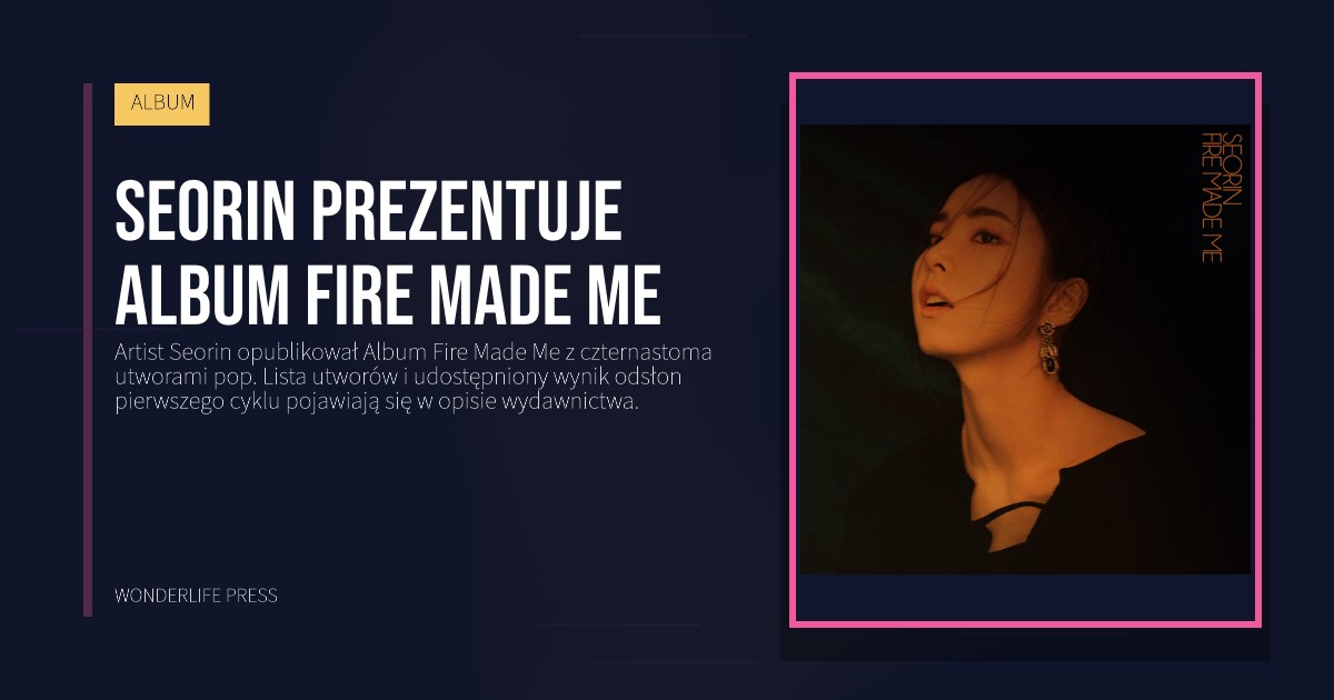 Wonderlife Press: Seorin prezentuje Album Fire Made Me. okładka wydawnictwa. ALBUM.