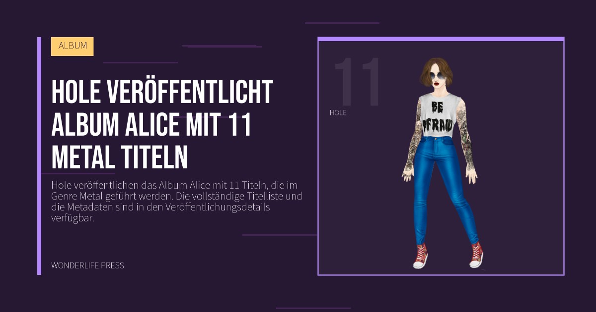 Wonderlife Press: Hole veröffentlicht album Alice mit 11 Metal titeln. Künstlerporträt. ALBUM.