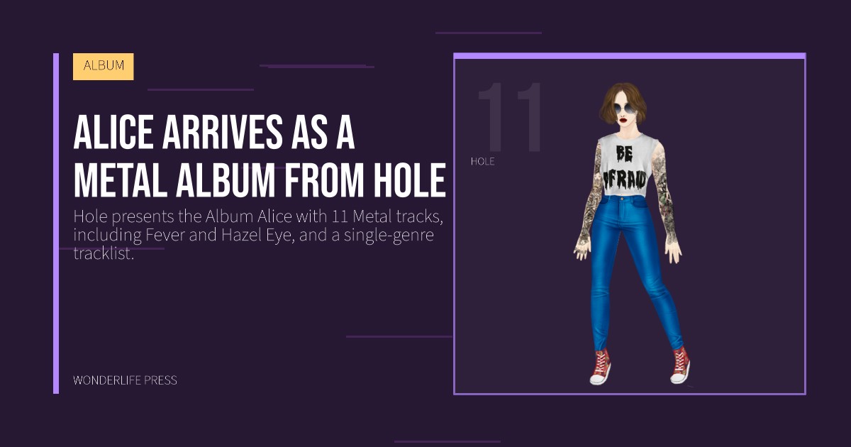 Wonderlife Press: Alice arrives as a Metal Album from Hole. artist portrait. ALBUM.