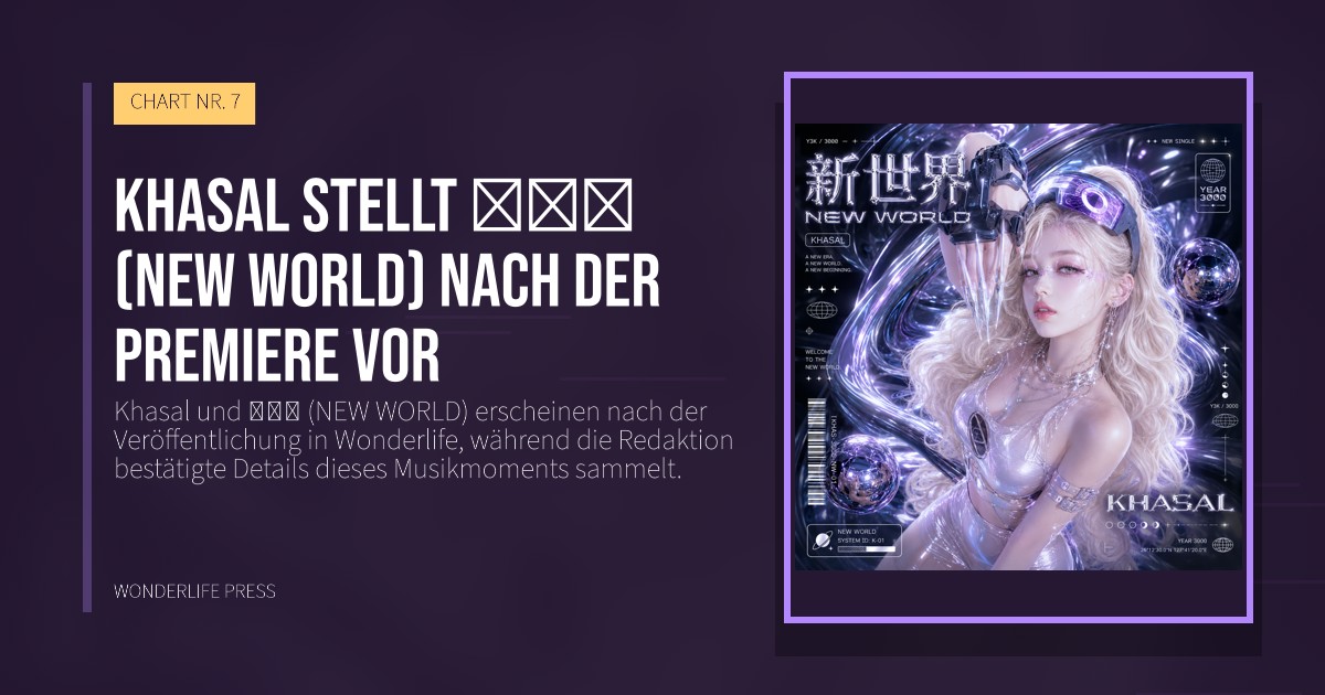 Wonderlife Press: Khasal stellt 新世界 (NEW WORLD) nach der Premiere vor. Veröffentlichungscover. CHART NR. 7.