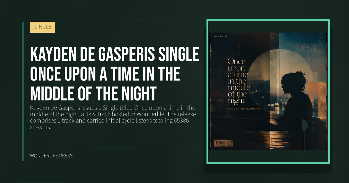 Wonderlife Press: Kayden de Gasperis single Once upon a time in the middle of the night. release artwork. SINGLE.
