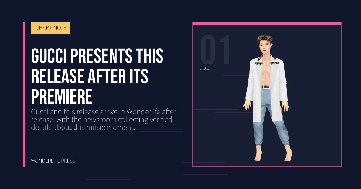 Wonderlife Press: Gucci presents this release after its premiere. artist portrait. CHART NO. 6.