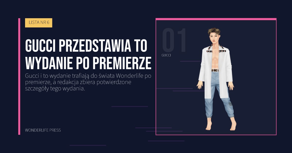 Wonderlife Press: Gucci przedstawia to wydanie po premierze. portret artystów. LISTA NR 6.
