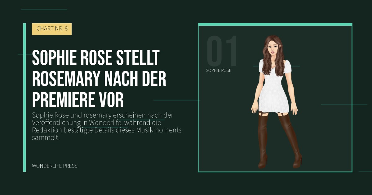 Wonderlife Press: Sophie Rose stellt rosemary nach der Premiere vor. Künstlerporträt. CHART NR. 8.