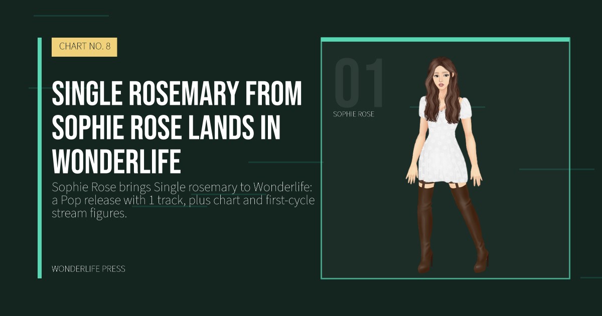 Wonderlife Press: Single rosemary from Sophie Rose lands in Wonderlife. artist portrait. CHART NO. 8.