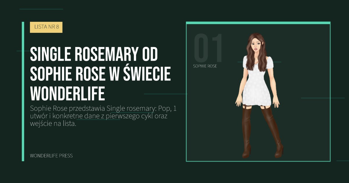 Wonderlife Press: Single rosemary od Sophie Rose w świecie Wonderlife. portret artystów. LISTA NR 8.