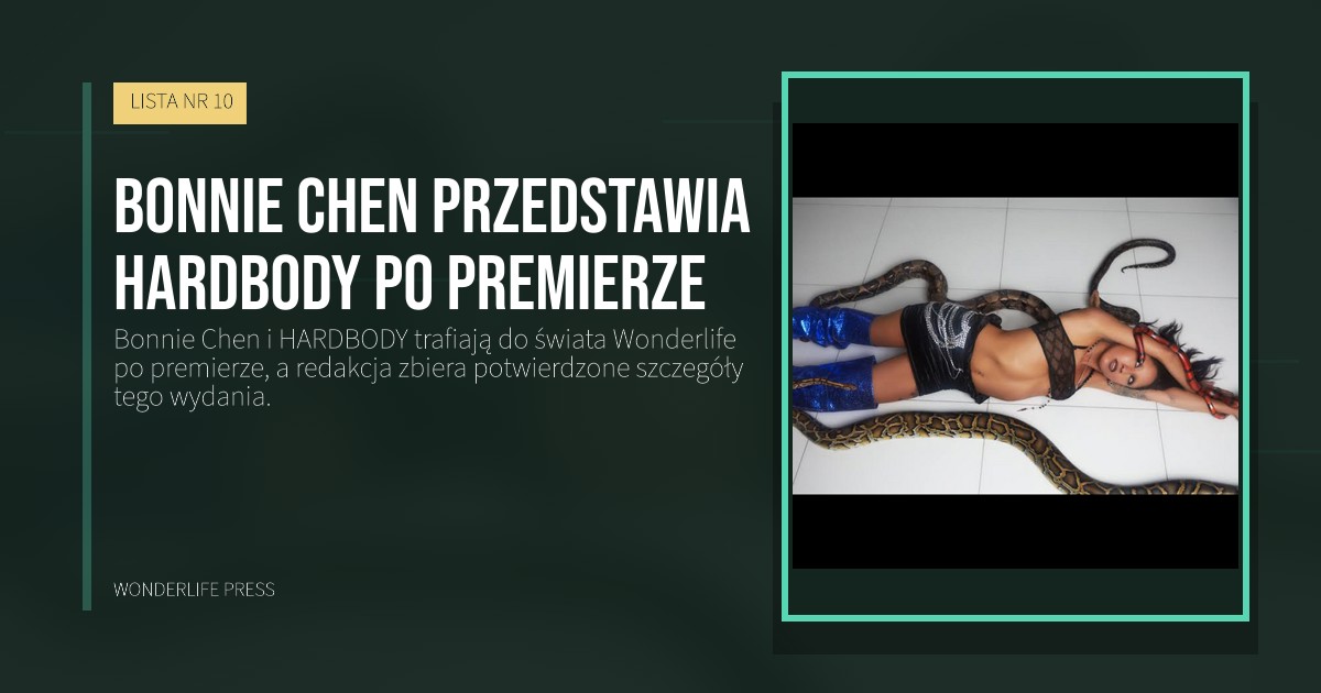 Wonderlife Press: Bonnie Chen przedstawia HARDBODY po premierze. okładka wydawnictwa. LISTA NR 10.