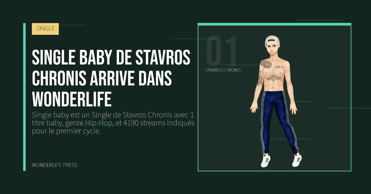 Wonderlife Press: Single baby de Stavros Chronis arrive dans Wonderlife. portrait des artistes. SINGLE.
