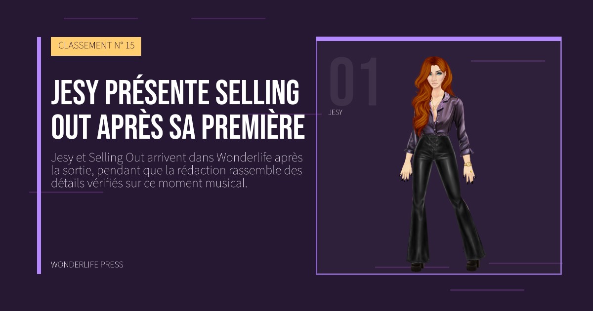 Wonderlife Press: Jesy présente Selling Out après sa première. portrait des artistes. CLASSEMENT N° 15.