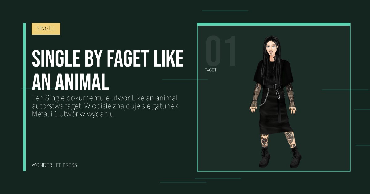 Wonderlife Press: Single by faget Like an animal. portret artystów. SINGIEL.