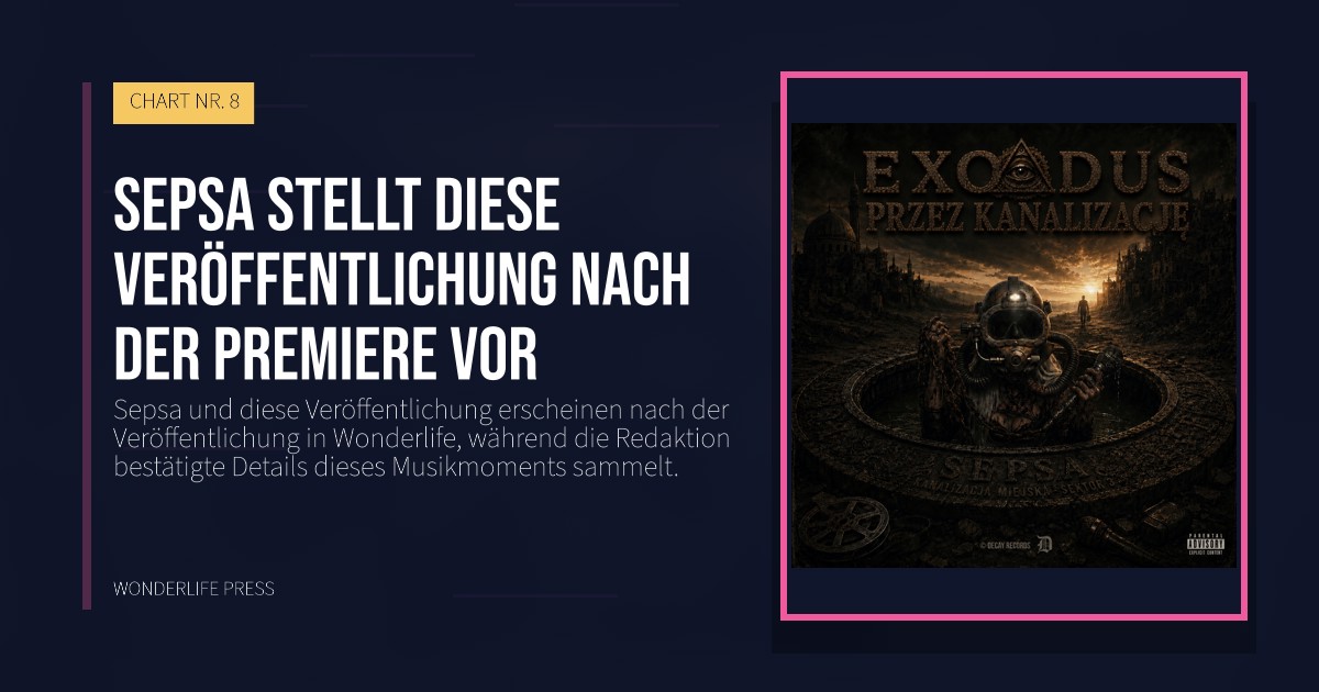 Wonderlife Press: Sepsa stellt diese Veröffentlichung nach der Premiere vor. Veröffentlichungscover. CHART NR. 8.