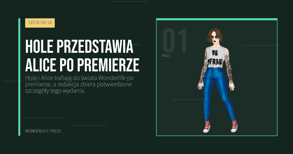 Wonderlife Press: Hole przedstawia Alice po premierze. portret artystów. LISTA NR 16.