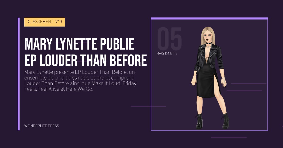 Wonderlife Press: Mary Lynette publie EP Louder Than Before. portrait des artistes. CLASSEMENT N° 9.