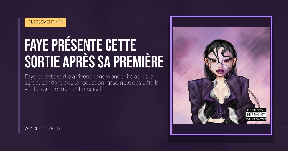 Wonderlife Press: Faye présente cette sortie après sa première. pochette de la sortie. CLASSEMENT N° 8.