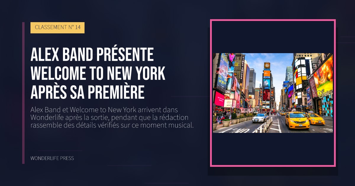 Wonderlife Press: Alex Band présente Welcome to New York après sa première. pochette de la sortie. CLASSEMENT N° 14.